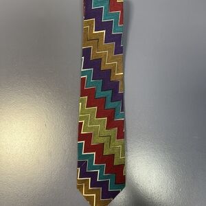 Missoni Vibrant Zigzag Tie in Red, Purple, and Gold